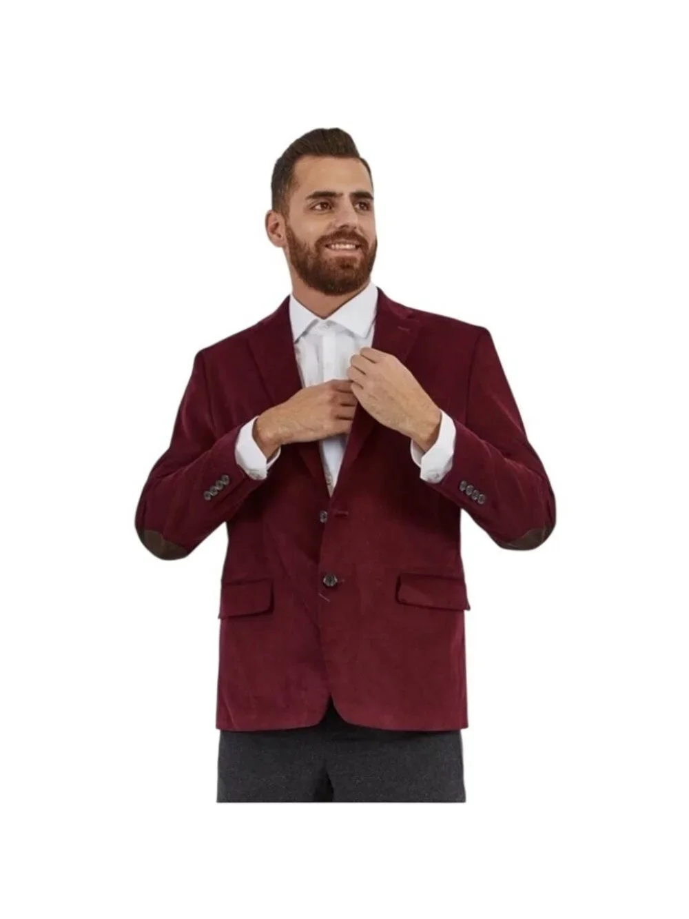Ralph Lauren Blazer Men 44S Suede Elbow Patches Wine Red Corduroy Career Jacket